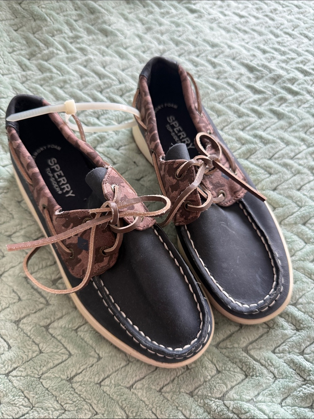 Sperry Kids Black & Brown Camouflage Lace-Up Boat Shoes